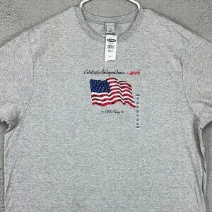 Old Navy T-Shirt Adult 2XL Grey Independence USA Flag Patriotic Tee Mens NEW